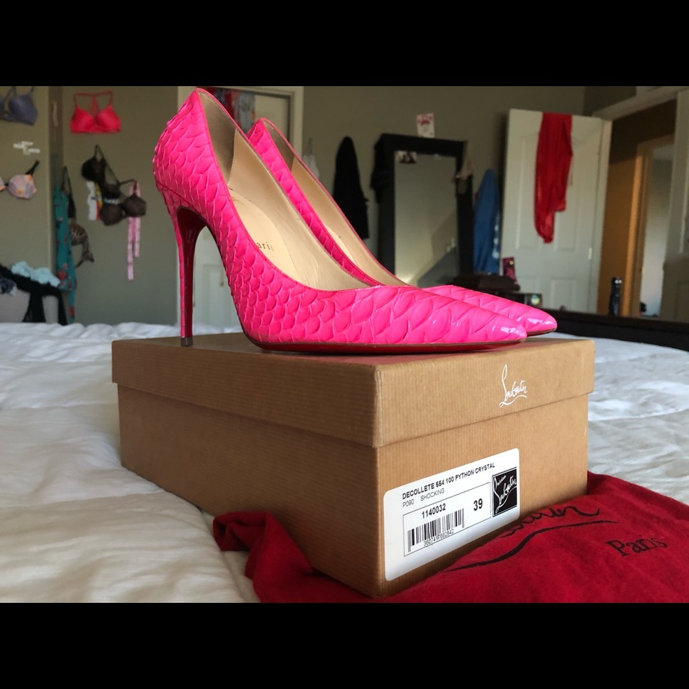 Christian Louboutin Dcollet Pink Python Crystal - image 6